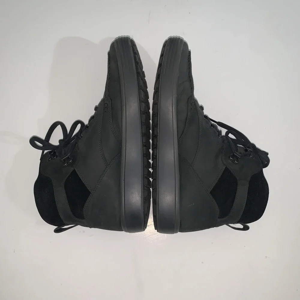 ECCO Boots Mens Size 11 Black Nubuck Combat Ankle Lace Up Casual Shoes